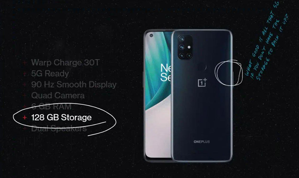 OnePlus Nord N10 Global Version 5G Smartphone 6.49" FHD+ Screen 90Hz Refresh Rate Snapdragon 690 6GB RAM 128GB ROM Quad Rear Cameras Android 10 4300mAh Battery - Gray