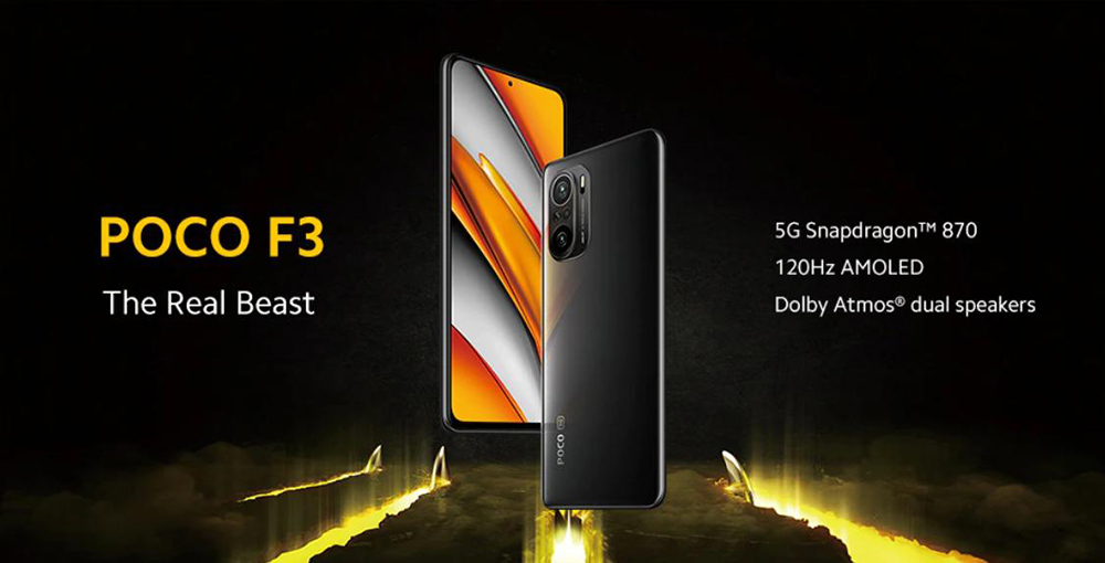 POCO F3 Global Version 5G Smartphone 6.67" FHD+ Screen 120Hz Refresh Rate Snapdragon 870 8GB RAM 256GB ROM Triple Rear Cameras Android 11 4520mAh Battery - Blue