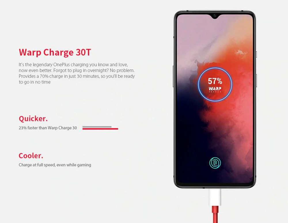 OnePlus 7T Global Version 4G LTE Smartphone 6.55" FHD+ Screen Qualcomm Snapdragon 855 Plus 8GB RAM 128GB ROM Android 10.0 Triple Rear Cameras - Blue