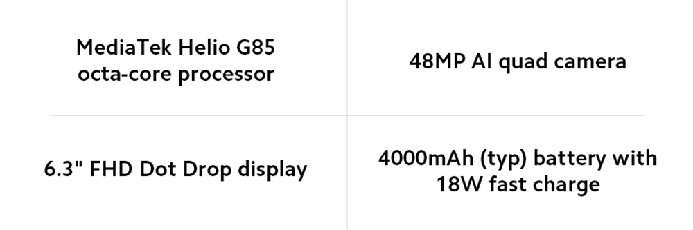 Xiaomi Redmi Note 8 Global Version 4G LTE Smartphone 6.3" FHD+ Screen MTK Helio G85 4GB RAM 64GB ROM Android 11 Quad Rear Cameras 4000mAh Battery - Black