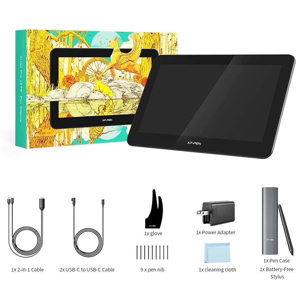 XP-PEN Artist Pro 16TP Graphic Tablet with 13.6 x 7.6 Inch 4K Display, 8192 Level Stylus Pen, for Drawing, Design, Editing, Compatible with Windows, Mac - Black