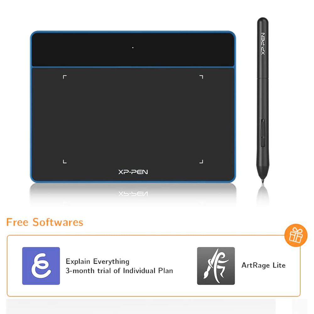 XP-PEN Deco Fun XS Graphic Tablet with 4.8 x 3 Inch Work Surface, for OSU Drawing, Online Education, Business Signature, Compatible with Android, Mac, Linux, Windows, Chrome OS - Blue