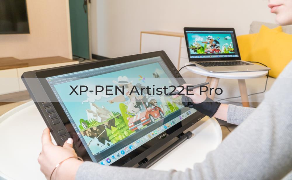 XP-PEN Artist 22E Pro Graphic Tablet with 21.5 Inch 1080p Display, 8192 Level Stylus Pen, for Drawing, Design, Editing, Compatible with Windows, Mac - Black