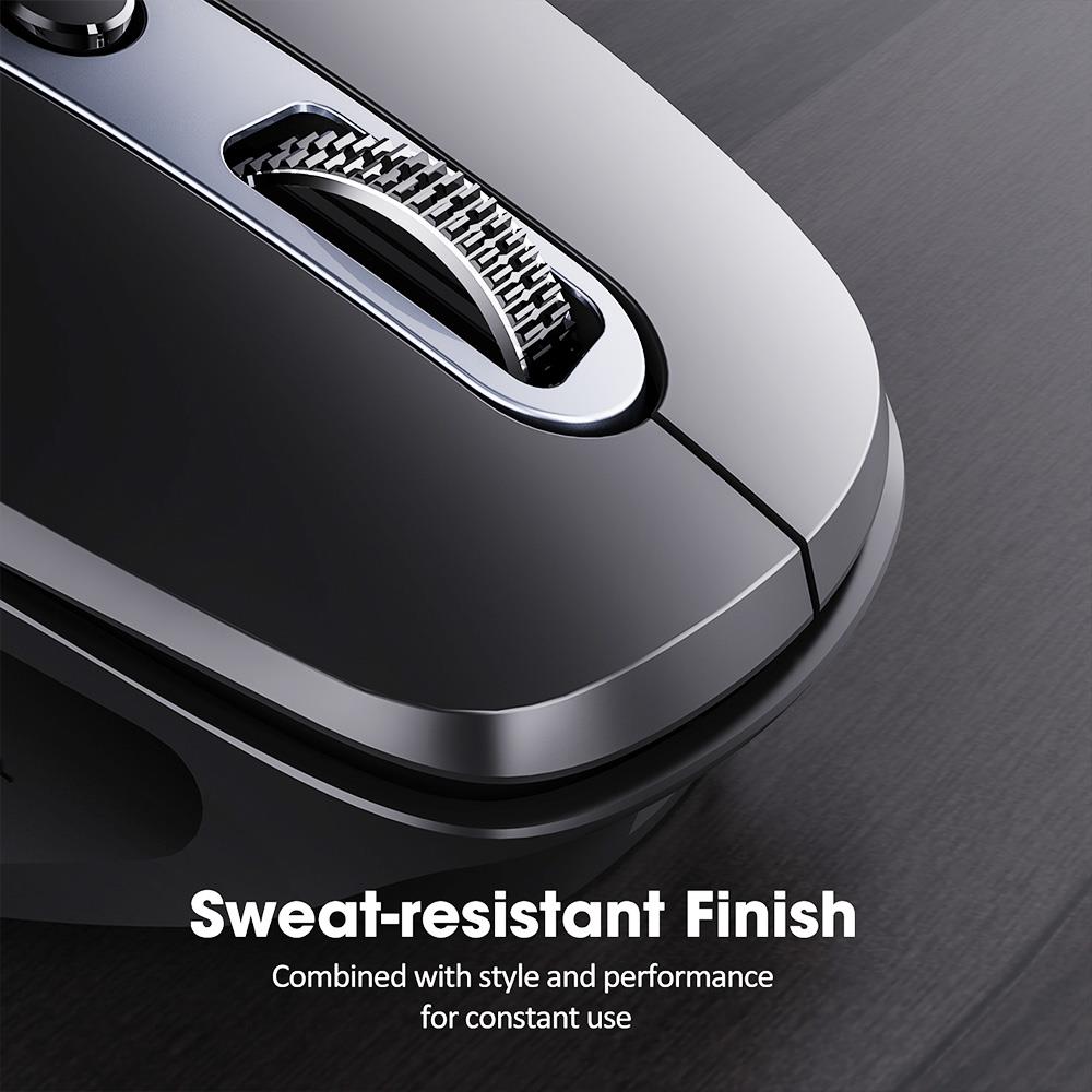 Multifunctional Wireless Bluetooth Office Mouse with Side Scroll Wheel, 5 Levels Adjustable Dpi, Switch up to 3 Devices - Black