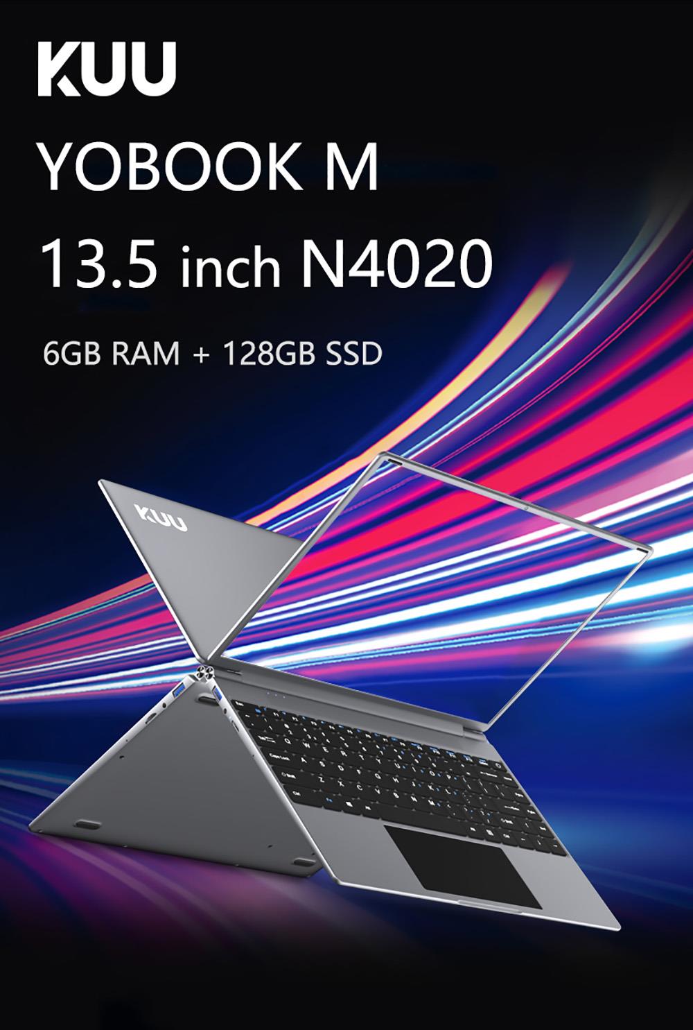 KUU YOBOOK M Laptop 13.5" 3000*2000 IPS Screen Intel Celeron N4020 6GB RAM 128GB SSD Windows 10 5000mAh Battery
