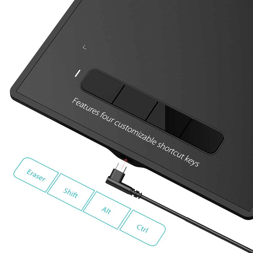 XP-PEN Star G960S Plus Graphic Tablet with 9 x 6 Inch Work Surface, 8192 Level Stylus Pen, for Drawing, Design, Editing, Compatible with Mac, Windows, Android - Black