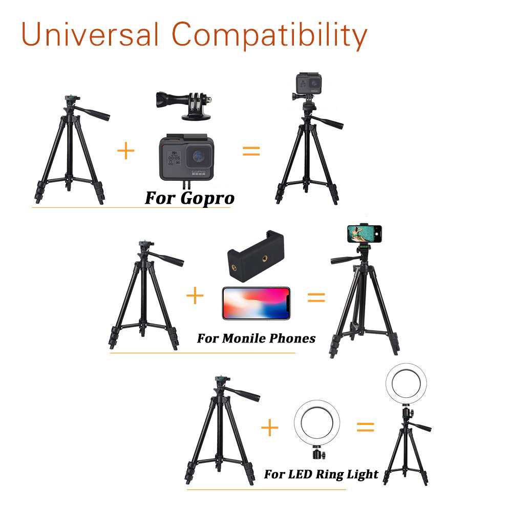 3120 Phone Tripod Stand 40inch Universal Photography for Gopro iPhone Samsung Xiaomi Huawei Phone Aluminum Travel Tripod