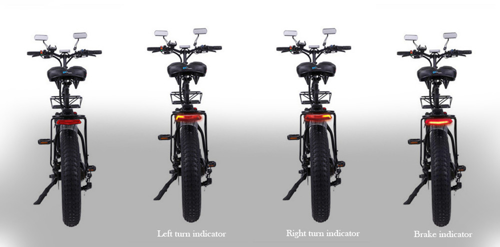 CMACEWHEEL Y20 Electric Moped Bike 20 x 4.0 Fat Tires Five Speeds 750W Motor 15AH Battery Smart Display 70-100km Range in electric assist mode Spoke wheels with Rear-view Mirror and Turn Signal - Black