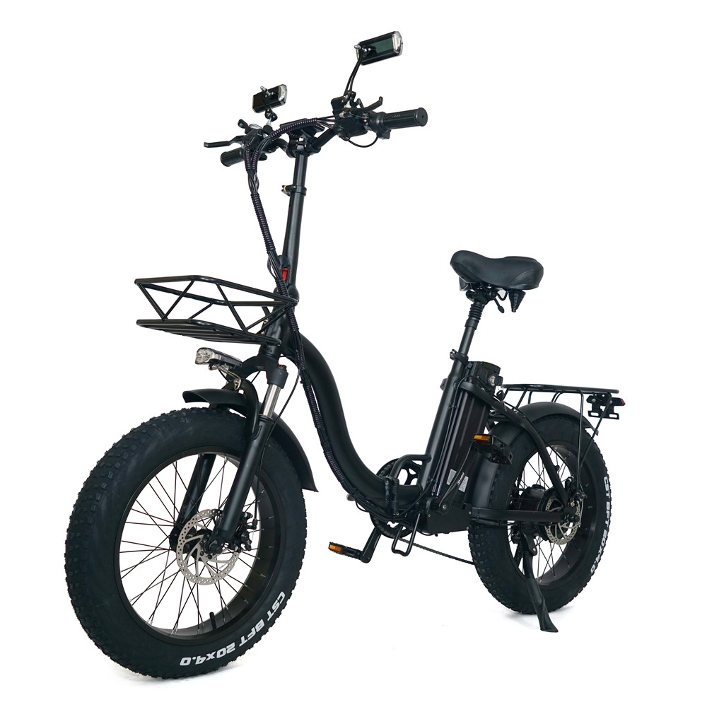 CMACEWHEEL Y20 Electric Moped Bike 20 x 4.0 Fat Tires Five Speeds 750W Motor 15AH Battery Smart Display 70-100km Range in electric assist mode Spoke wheels with Rear-view Mirror and Turn Signal - Black