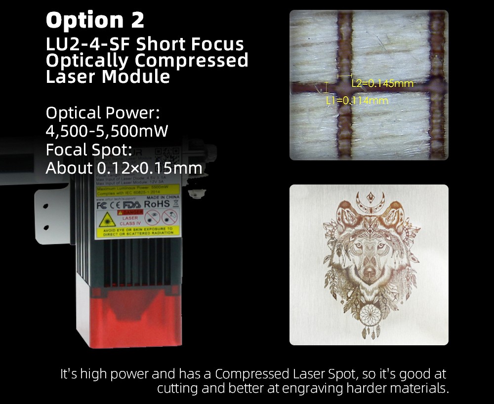 Aufero Laser 1 LU2-4-SF Portable Laser Cutter Engraver Machine 32-bit Motherboad 5,000mm/min