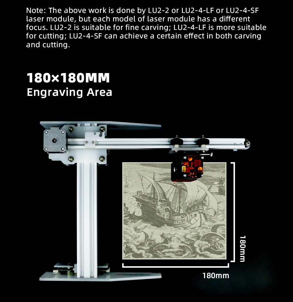 Aufero Laser 1 LU2-4-SF Portable Laser Cutter Engraver Machine 32-bit Motherboad 5,000mm/min