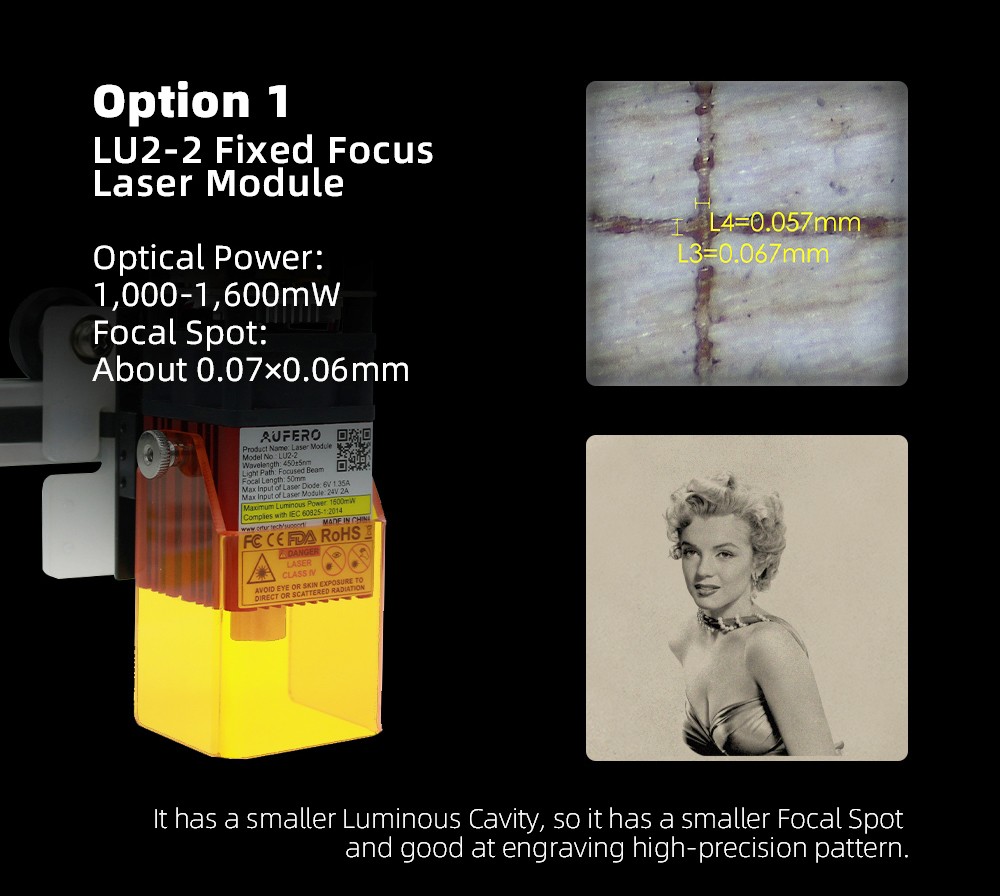 Aufero Laser 1 LU2-4-SF Portable Laser Cutter Engraver Machine 32-bit Motherboad 5,000mm/min
