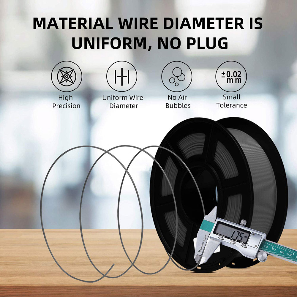 CTC 1.75mm PLA Premium Filament Spool for 3D Printer, No Blistering - Gray