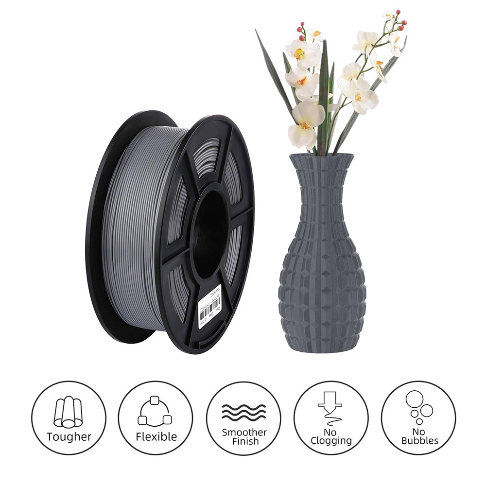 CTC 1.75mm PLA Premium Filament Spool for 3D Printer, No Blistering - Gray