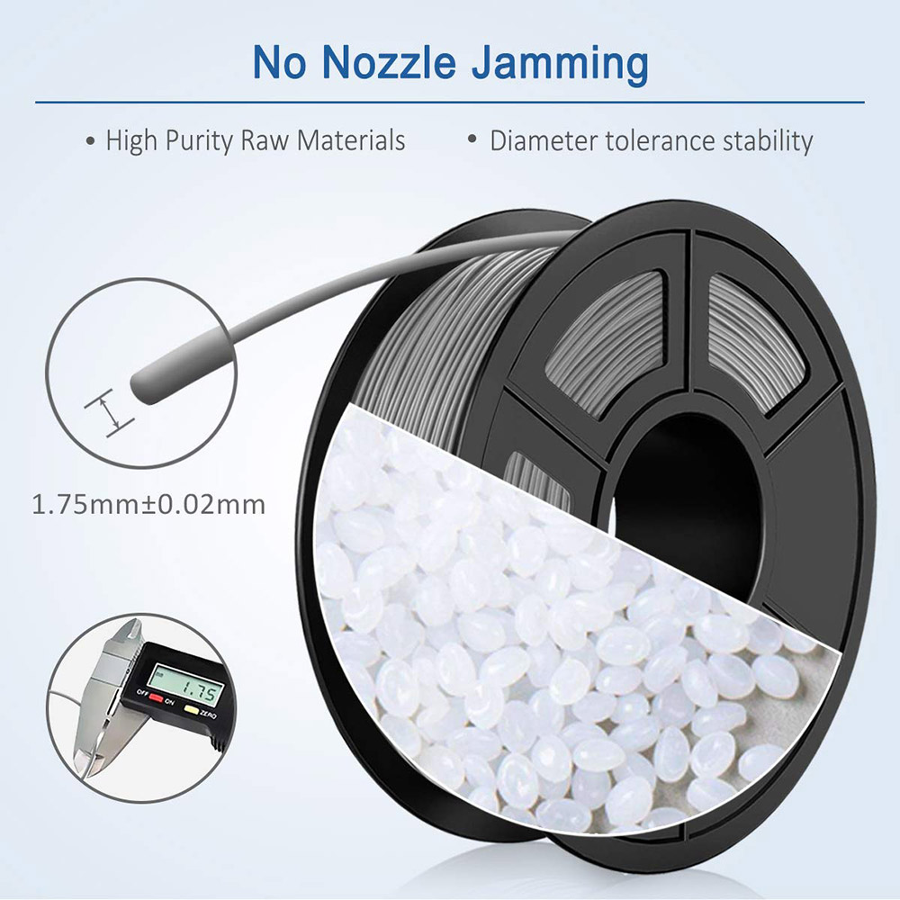 CTC 1.75mm PLA Premium Filament Spool for 3D Printer, No Blistering - Gray