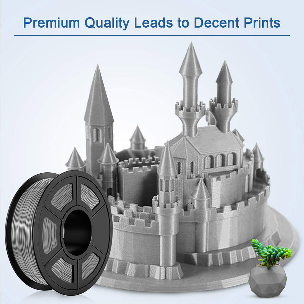 CTC 1.75mm PLA Premium Filament Spool for 3D Printer, No Blistering - Gray