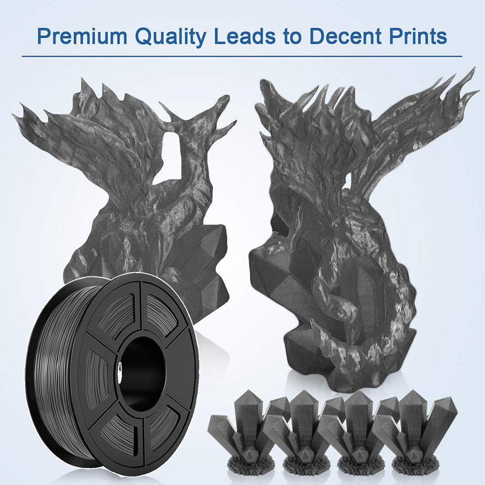 CTC 1.75mm PLA Premium Filament Spool for 3D Printer, No Blistering - Gray