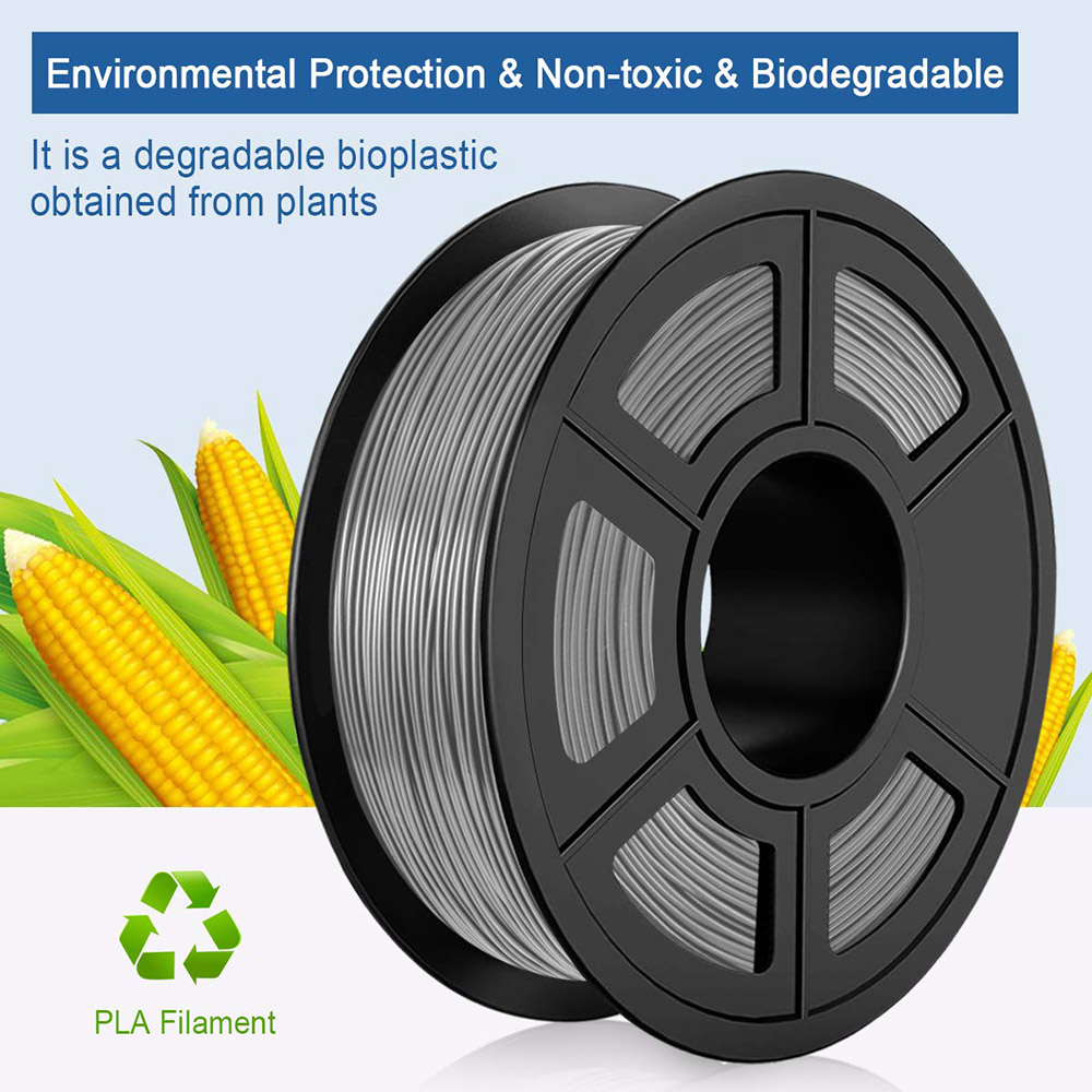 CTC 1.75mm PLA Premium Filament Spool for 3D Printer, No Blistering - Gray