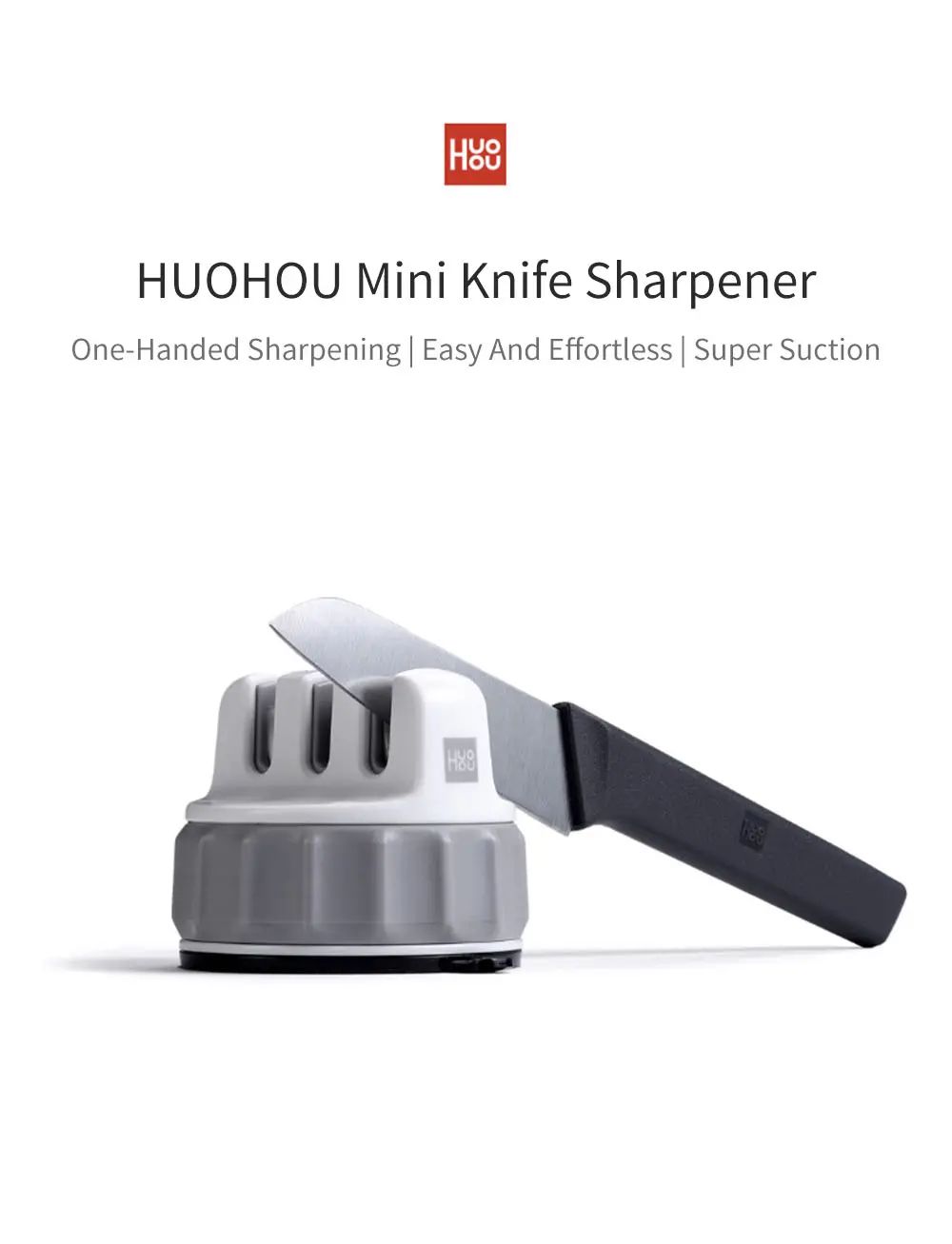 HUOHOU Mini Sharpener Fixiable Sharpen Stone Trible Wheel Whetstone Sharpening Tool Grindstone