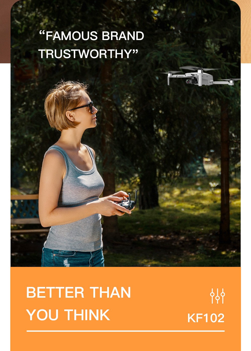 KF102 6K Camera GPS 5G WIFI FPV 2-Axis Self-stabilizing Mechanical Gimbal Brushless Foldable RC Drone - Two Batteries