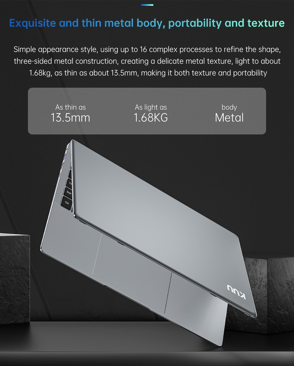 KUU A5 Laptop 15.6 inch 1920 x1080p IPS Screen Intel Core i5-11300H 16GB RAM 512GB SSD Windows 10 QWERTY Keyboard 4700mAh Battery - Dark Gray