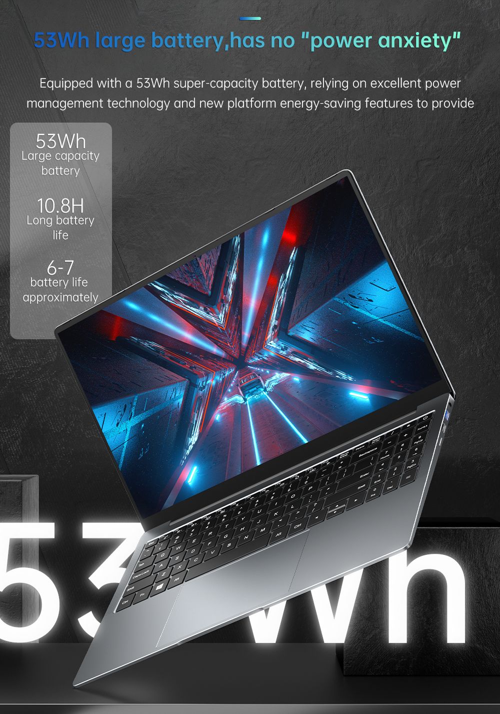 KUU A5 Laptop 15.6 inch 1920 x1080p IPS Screen Intel Core i5-11300H 16GB RAM 512GB SSD Windows 10 QWERTY Keyboard 4700mAh Battery - Dark Gray