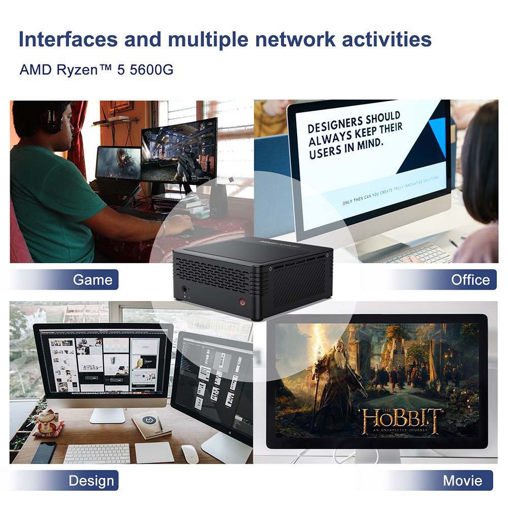 Minisforum EliteMini X500 Mini PC 8GB DDR4 256GB SSD AMD Ryzen5 5600G Hexa Core Radeon Graphics HDMI DP