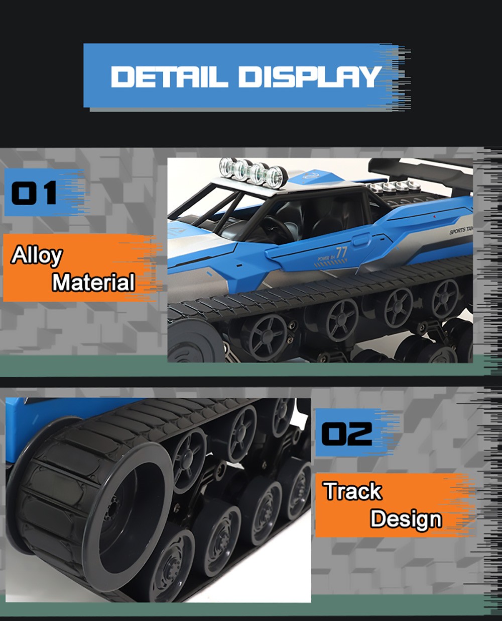 SG 1204 EV2 Upgraded 1/12 2.4G RC Tank 30km/h High Speed Drift Electric Arroy Vehicle RTR- Grey + White