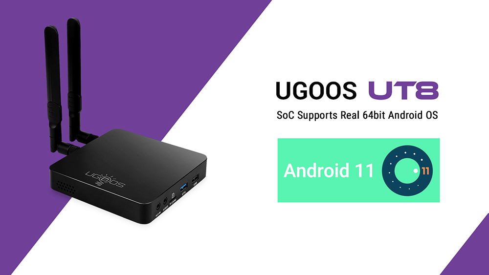 UGOOS UT8 Android 11 MINI PC TV BOX RK3568 Quad-core A55 4GB RAM 32GB ROM WIFI6 Gigabit RJ45 SAMBA HDR