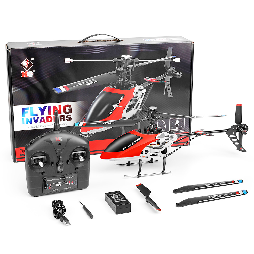 XK V912-A 2.4G 4CH RC Helicopter Altitude Hold Dual Motor RTF - Three Batteries