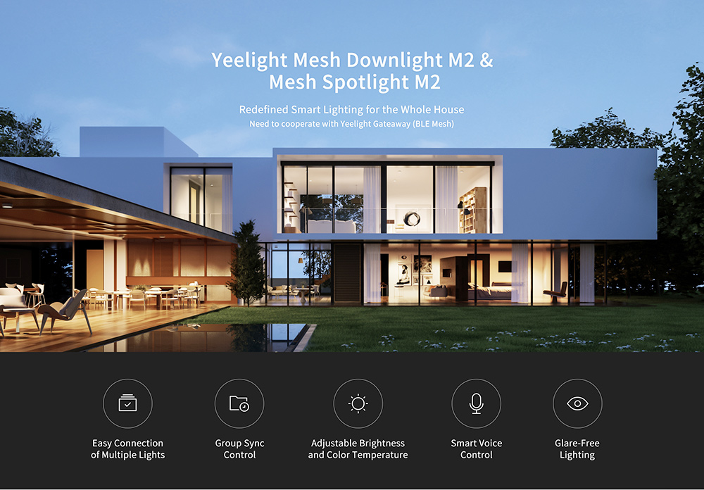 YEELIGHT YLTS02YL Smart Mesh Downlight Spotlight M2 APP Voice Control 5W AC220V Dimmable Work with Amazon Alexa Google Assistant Apple Homekit