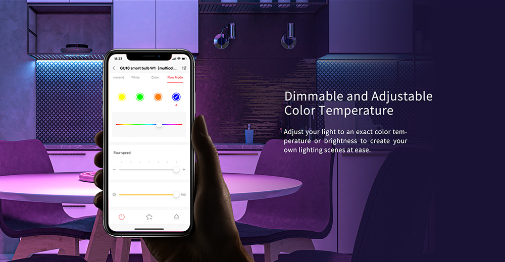 Yeelight YLDP004-A GU10 Colorful Smart LED Bulb W1 Game Music Sync APP Voice Control Work with Alexa Google Assistant