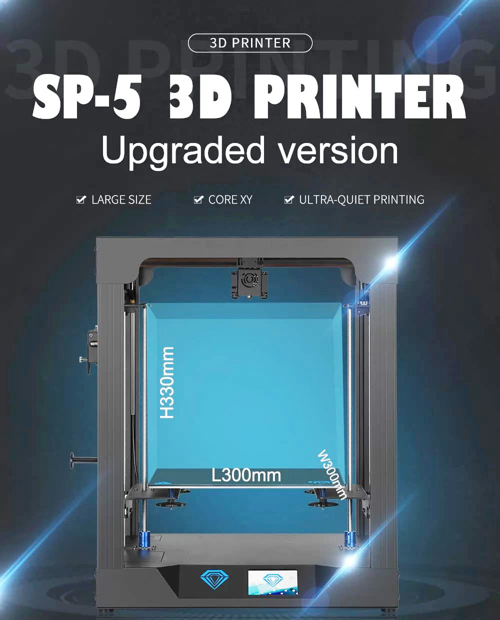 Twotrees Sapphire Plus Core XY 3D Printer Full Metal Body/Double Linear Guide/Dual Drive Extruder 300x300x350mm