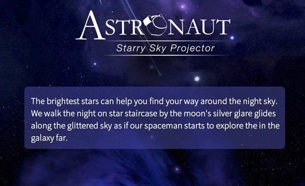 Astronaut Galaxy Projector Starry Sky Night Light with 8 Nebula Effects 90 Degree Rotating Head 360 Degree Rotating Arms