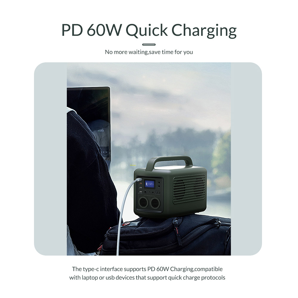 ORICO PB500 500W Portable Power Station 148100mAh Lithium Battery Pure Sine Wave AC Outlet Fire-retardant Fuselage