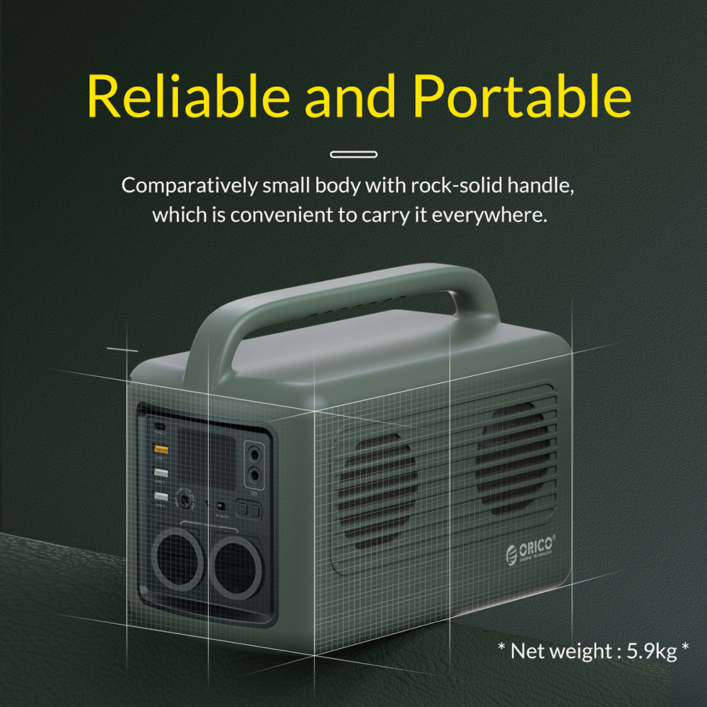 ORICO PB500 500W Portable Power Station 148100mAh Lithium Battery Pure Sine Wave AC Outlet Fire-retardant Fuselage