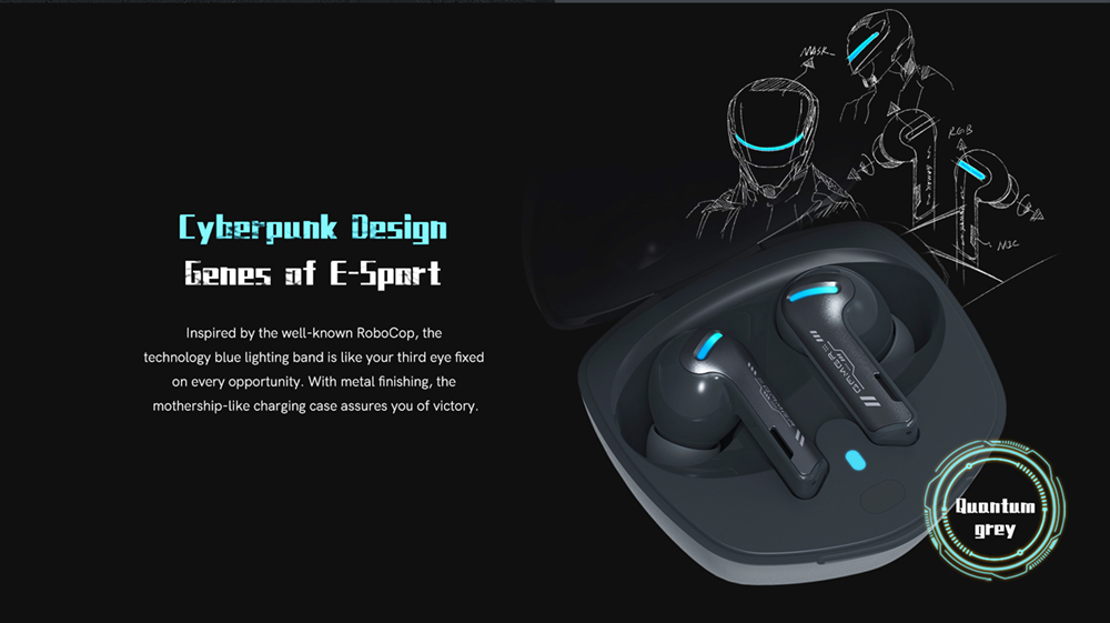 QCY G1 TWS V5.2 Bluetooth Gaming Earbuds 45ms Low Latency Headphone Stereo Sound 4 Mic+ENC