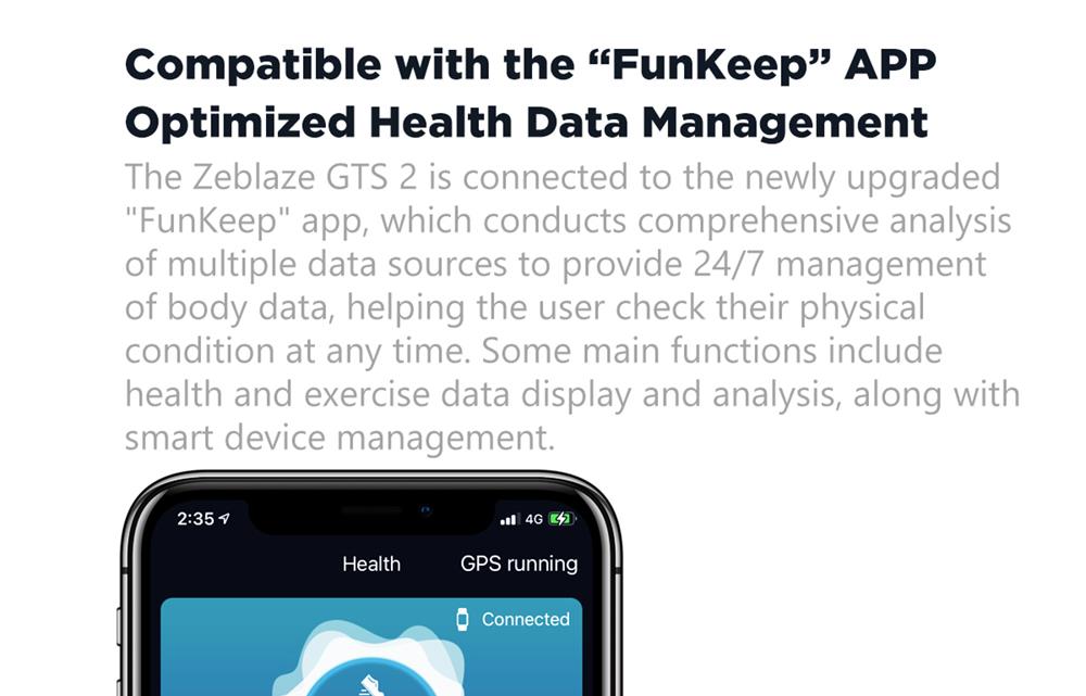 Zeblaze GTS 2 1.69 Inch Bluetooth Calling Receive/Make Call Music Player Blood Pressure Smart watch Gold