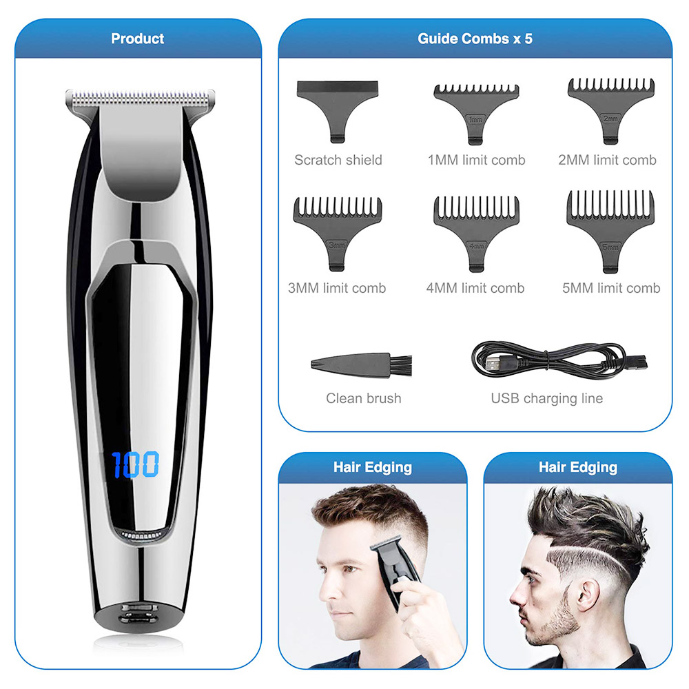 Hair Trimmer Professional Hair Clippers for Men Cordless Haircut Kit Beard Trimmer Rechargable Beard Shaver