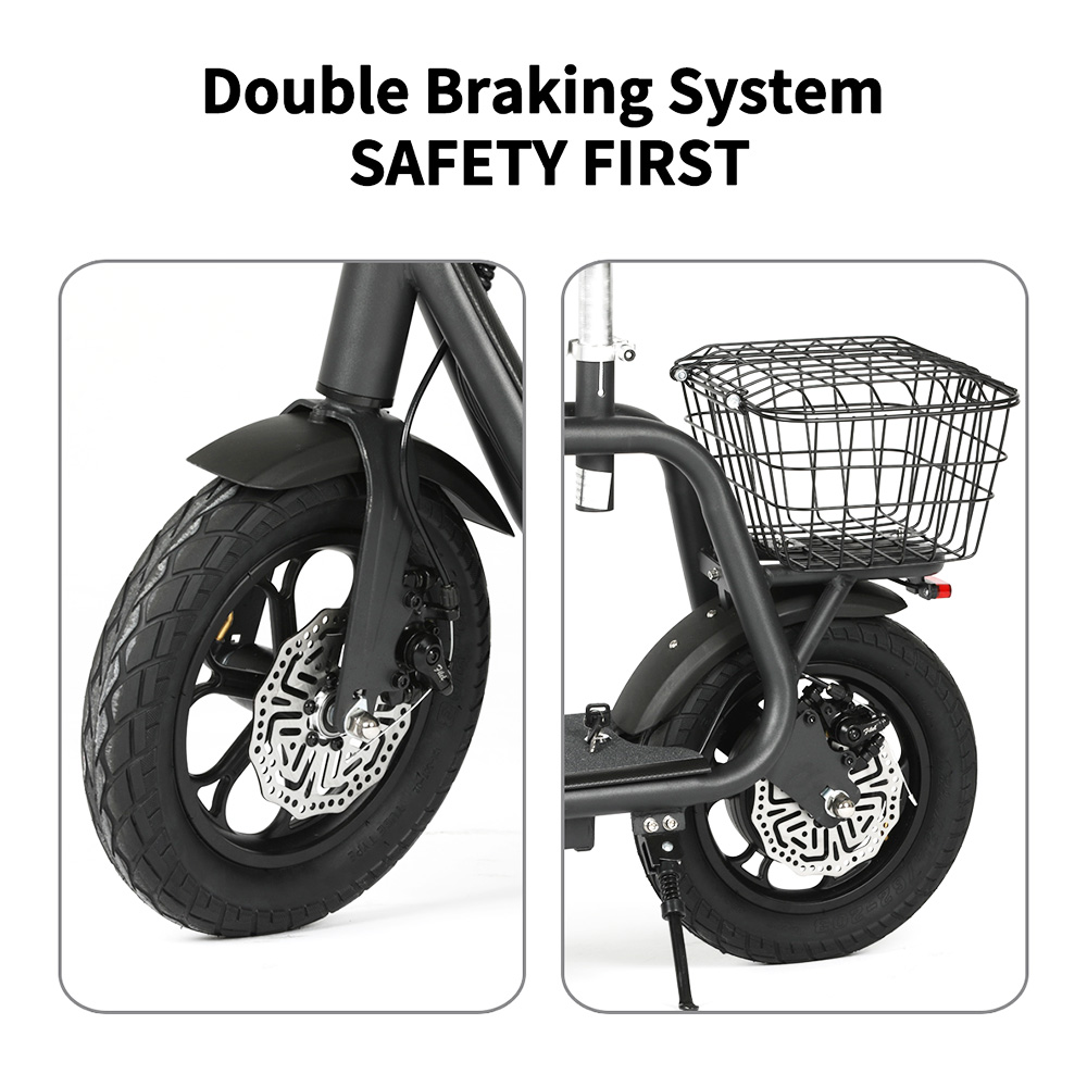 BOGIST S5 Pro Electric Scooter 500W Motor with Seat and Cargo Carrier 12 Inch Pneumatic Tire Up to 40Km/h - Black