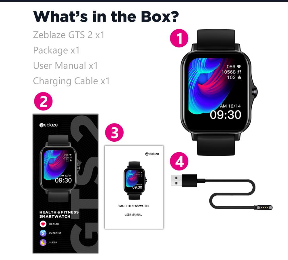 Zeblaze GTS 2 1.69 Inch Bluetooth Calling Receive/Make Call Music Player Blood Pressure Smart watch Gold