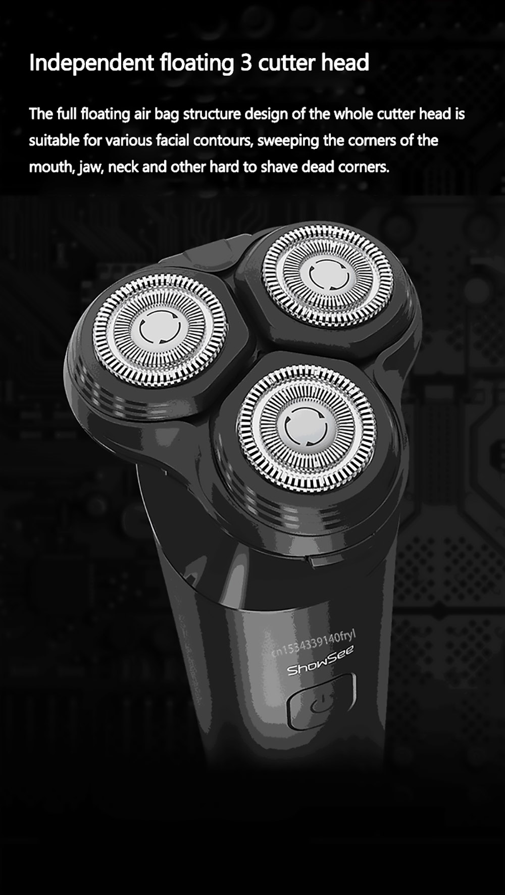 Xiaomi ShowSee F303-BK Electric Shaver 500W Strong Power Noise-Reducing Omnidirectional Floating - Black