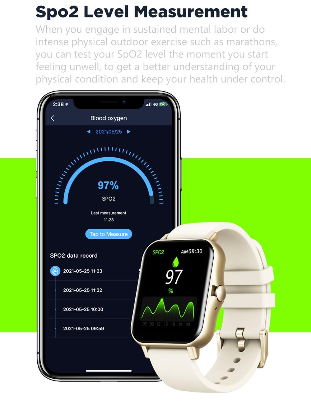 Zeblaze GTS 2 1.69 Inch Bluetooth Calling Receive/Make Call Music Player Blood Pressure Smart watch Gold