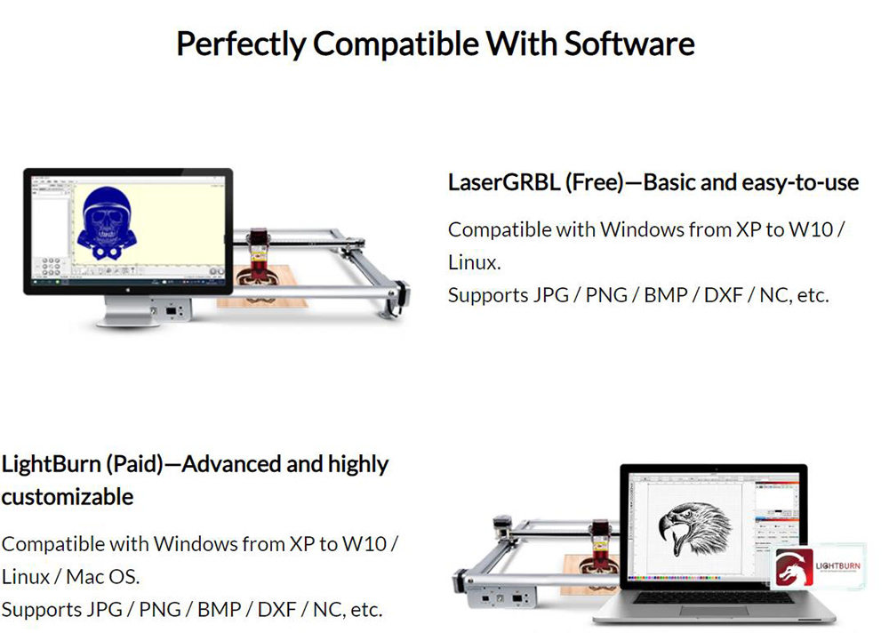 Aufero Laser 2 LU2-4 LF Laser Engraving Machine 10,000mm/min 24V/2A High Precision Engraving Area 390x390mm