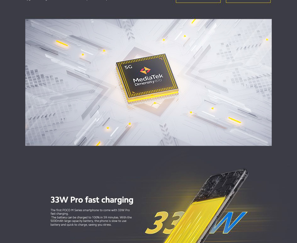 POCO M4 Pro 5G NFC Global Version Smartphone Dimensity 810 50MP Dual Camera 6GB 128GB 6.6 inch 5000mAh 33W Octa Core - Black