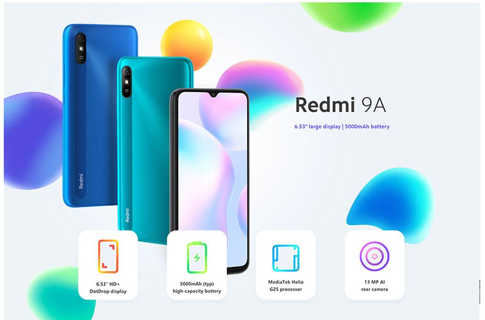 Xiaomi Redmi 9A Global Version 4G LTE Smartphone 6.53 Inch HD Screen MediaTek Helio G25 2GB RAM 32GB ROM MIUI 12 13MP AI Rear Camera 5000mAh Battery Dual SIM Dual Standby - Green