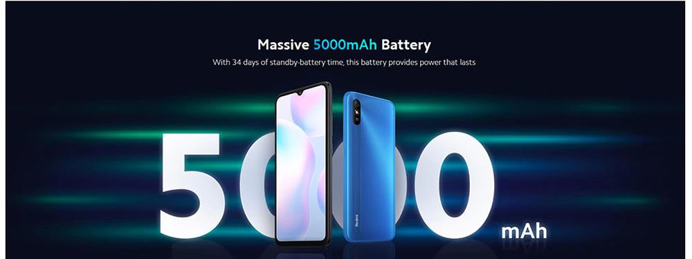 Xiaomi Redmi 9A Global Version 4G LTE Smartphone 6.53 Inch HD Screen MediaTek Helio G25 2GB RAM 32GB ROM MIUI 12 13MP AI Rear Camera 5000mAh Battery Dual SIM Dual Standby - Green