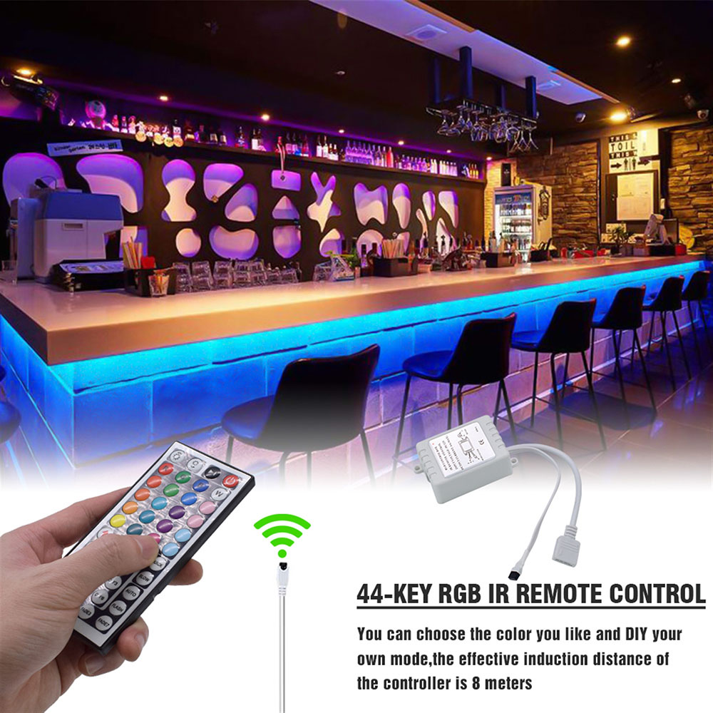 Plastic 150-LED Light Strip Set SMD3528 24W RGB IR44 with IR Remote Controller - White Lamp Plate