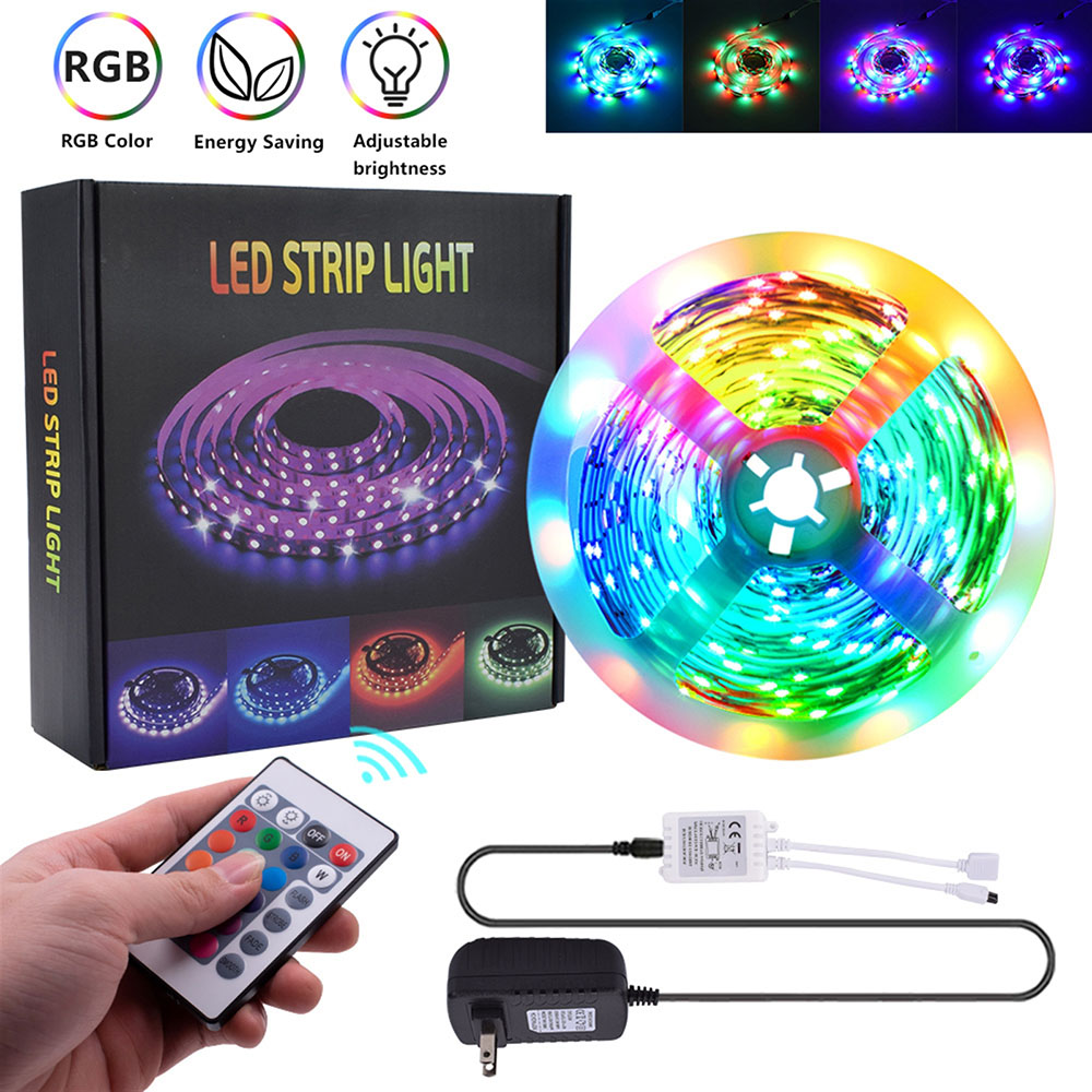 Plastic 150-LED Light Strip Set SMD3528 24W RGB IR44 with IR Remote Controller - White Lamp Plate