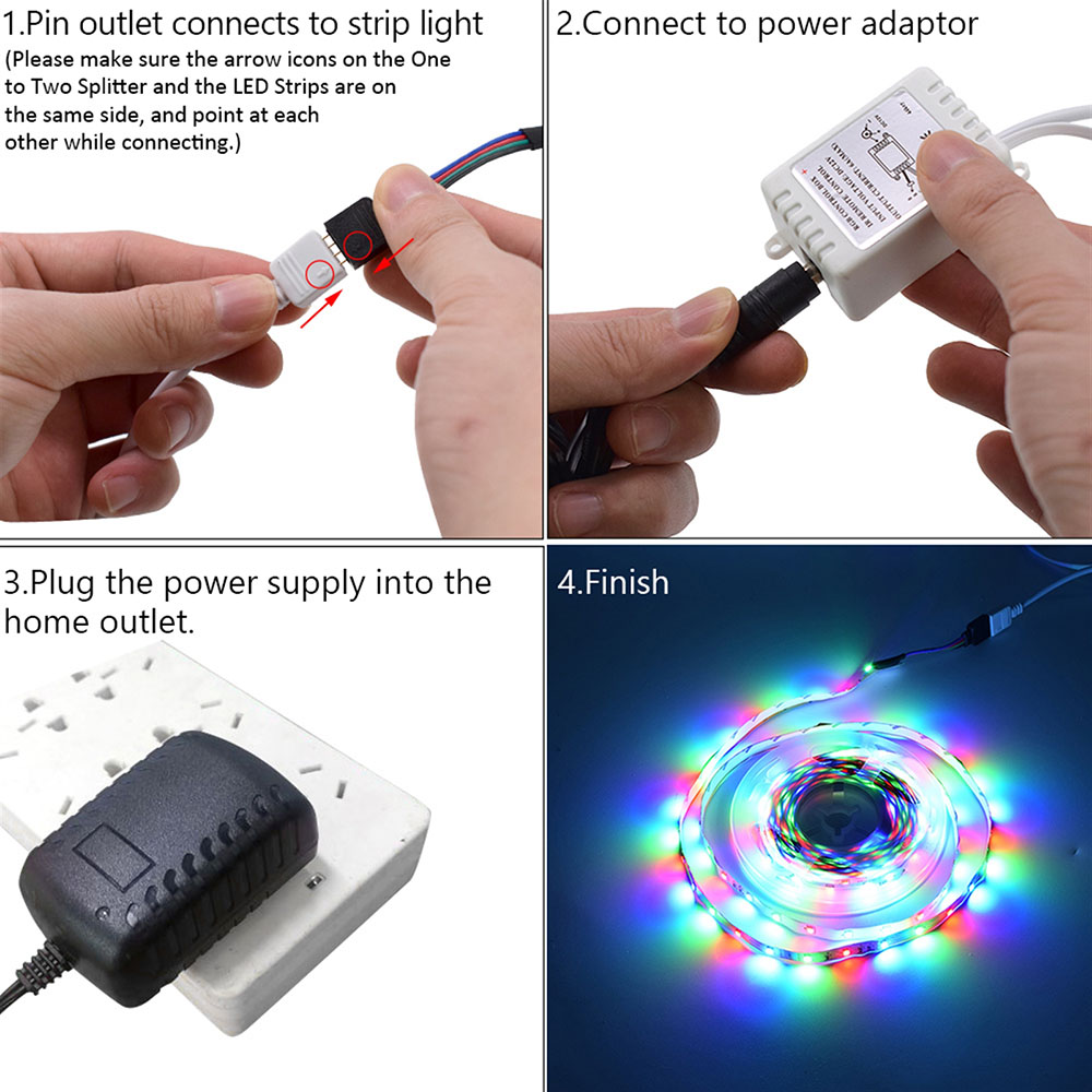 Plastic 150-LED Light Strip Set SMD3528 24W RGB IR44 with IR Remote Controller - White Lamp Plate